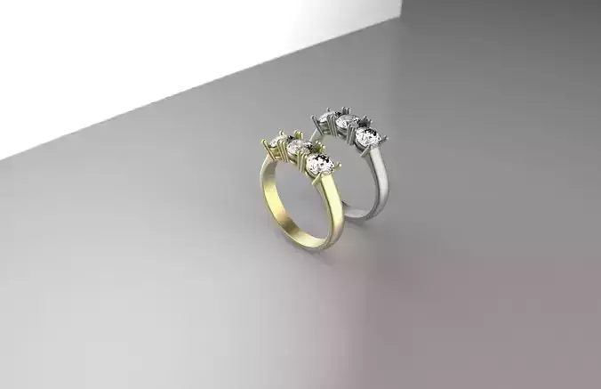 engagement ring 3 diamonds  printable 3D model 