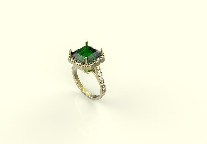emerald ring printable 3D model  3D print model