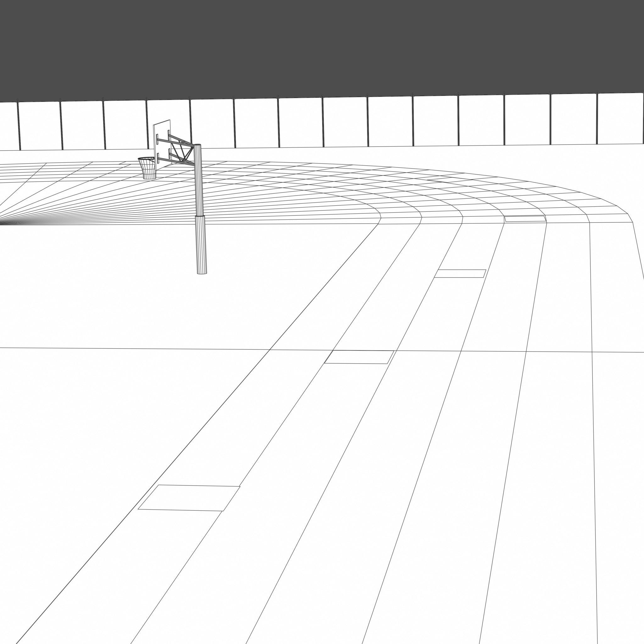 Playground with Basketball Court and Football Field Low-poly 3D model_23