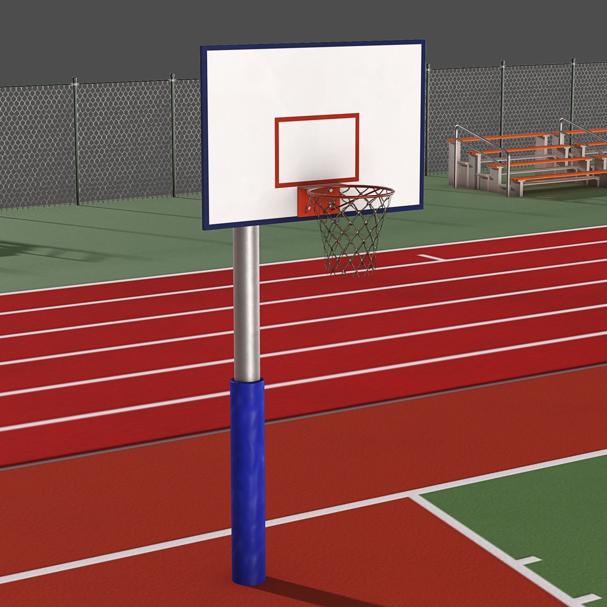 Playground with Basketball Court and Football Field Low-poly 3D model_10