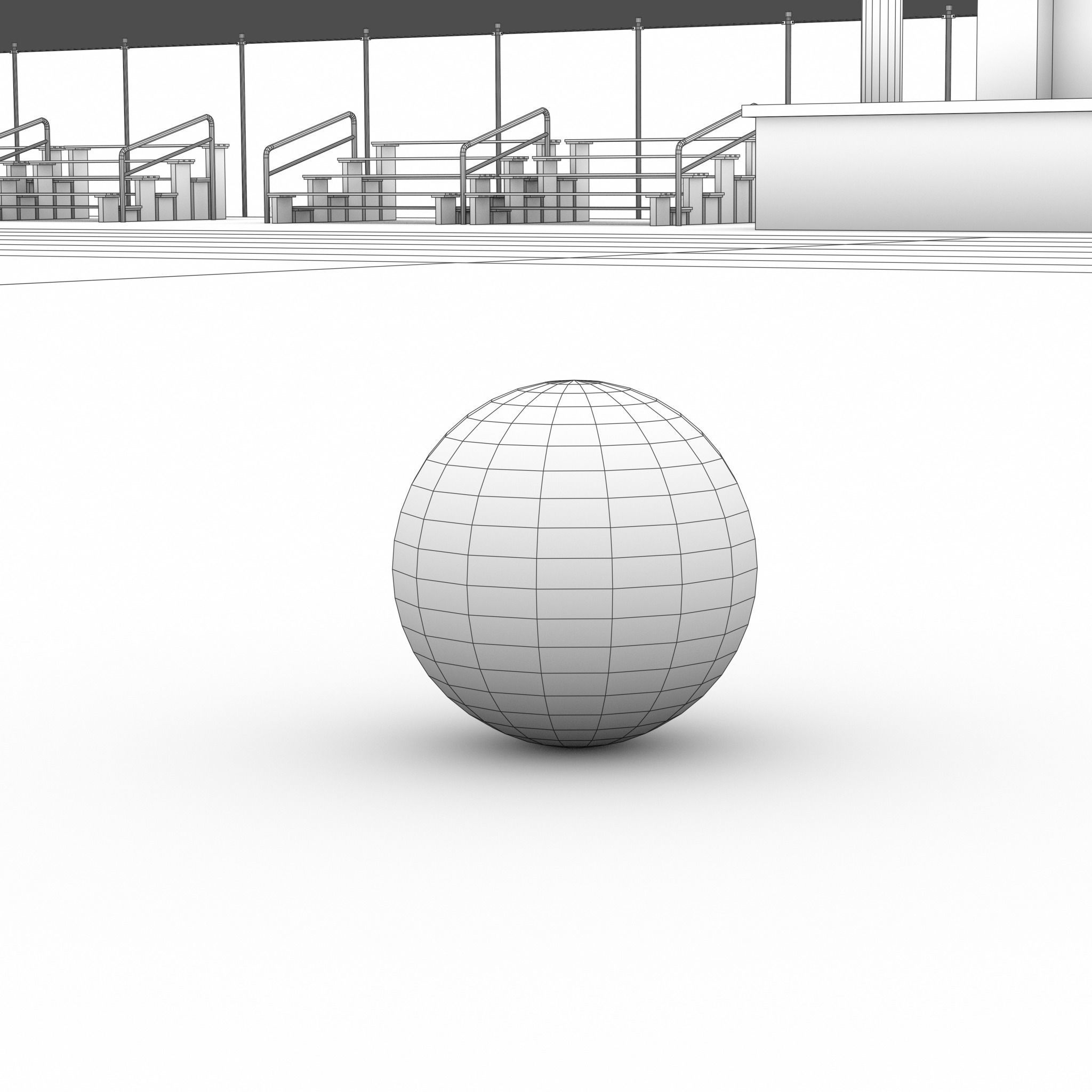 Playground with Basketball Court and Football Field Low-poly 3D model_21