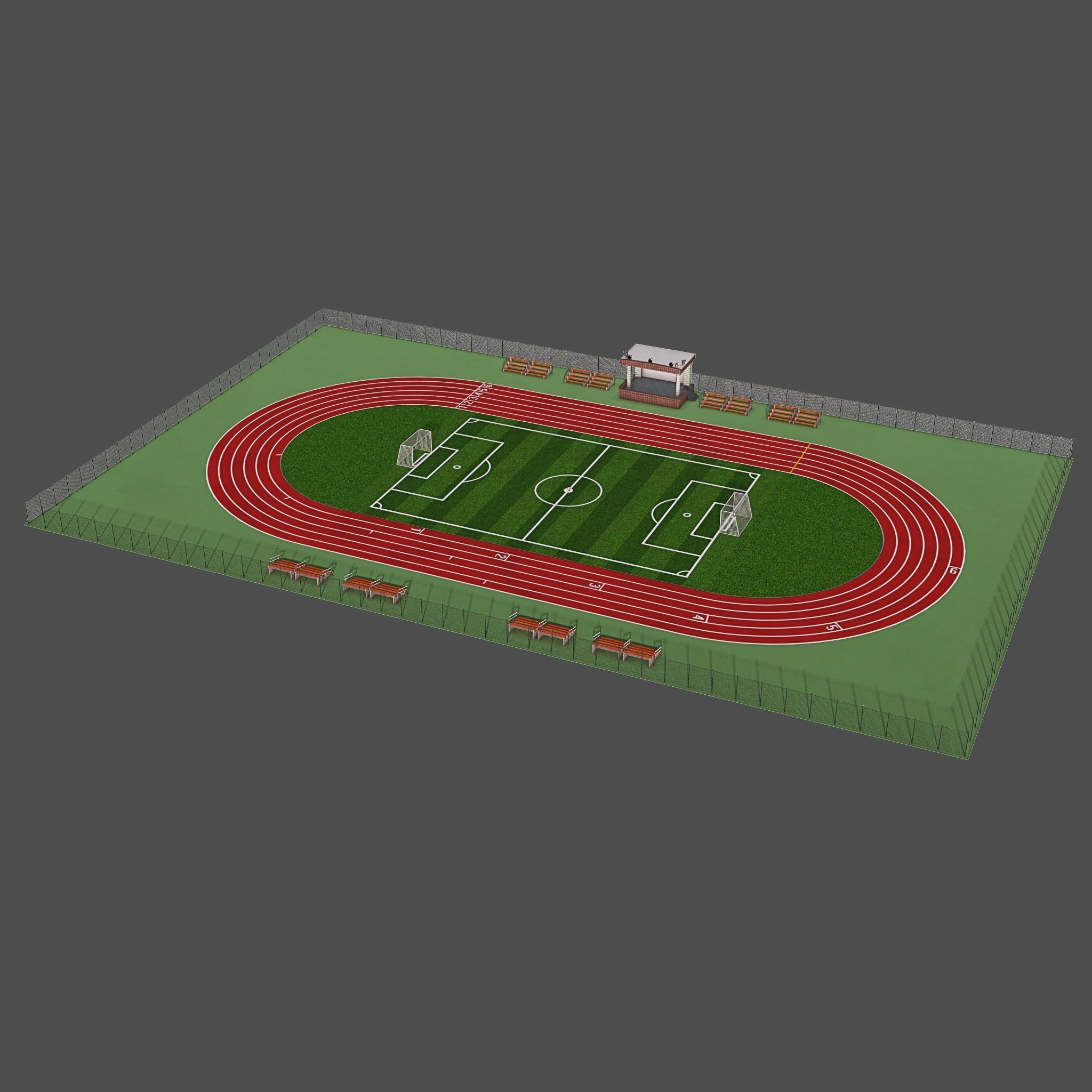Playground with Basketball Court and Football Field Low-poly 3D model_7