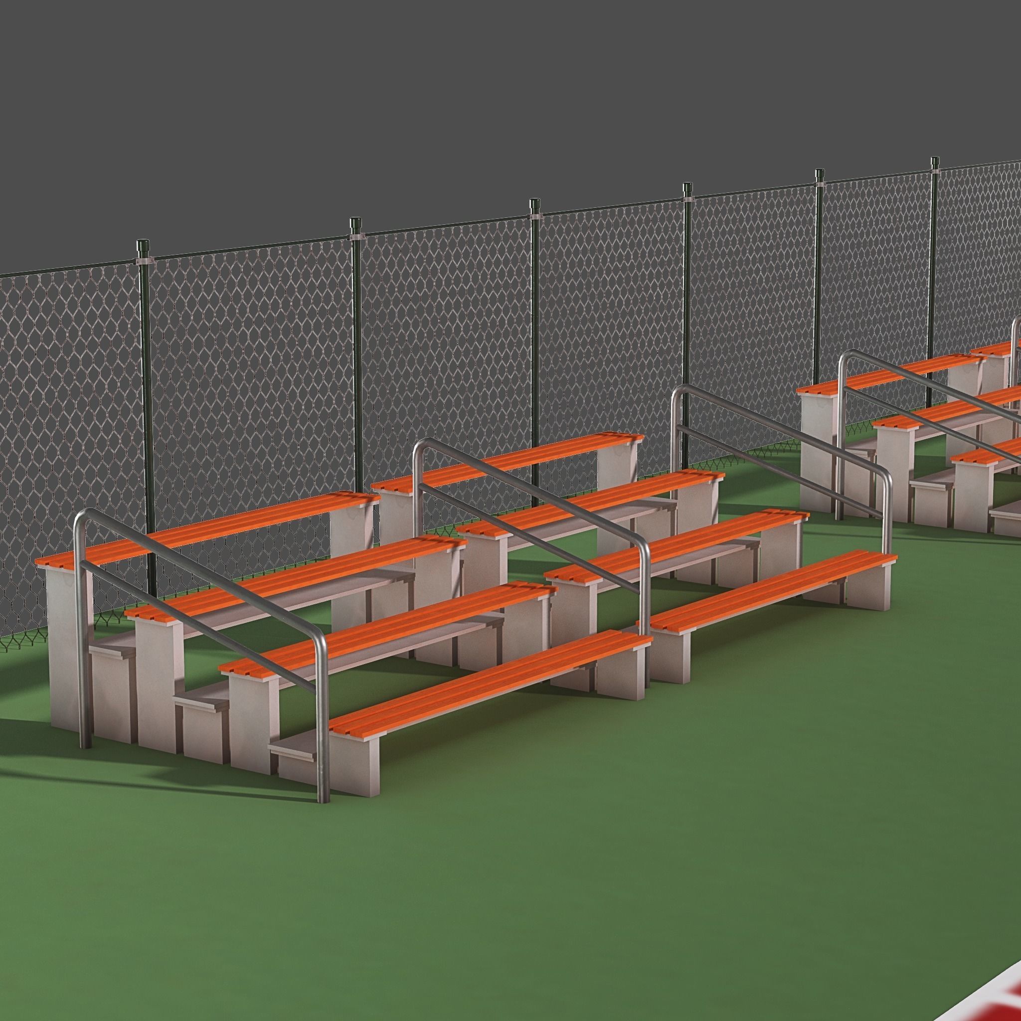 Playground with Basketball Court and Football Field Low-poly 3D model_9