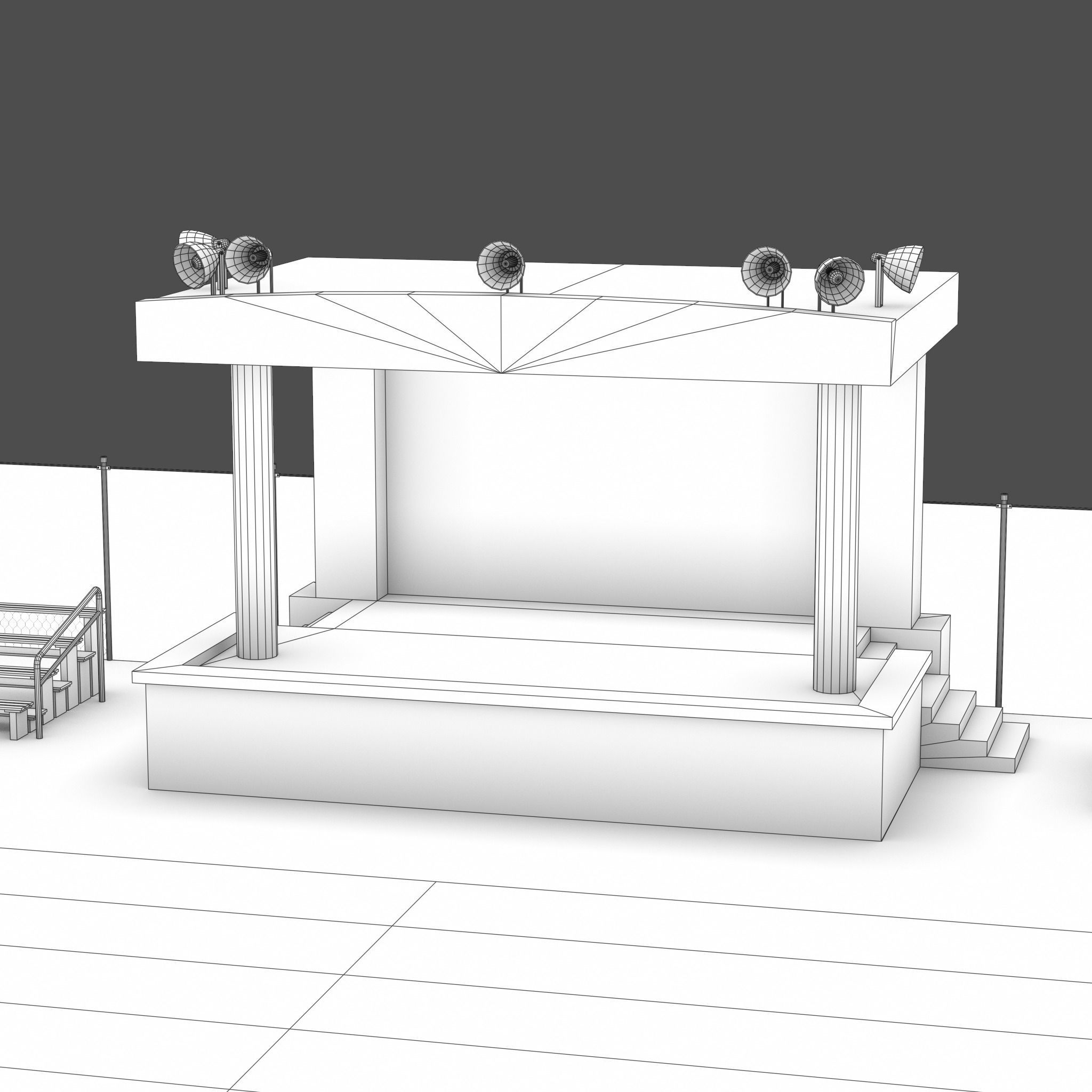 Playground with Basketball Court and Football Field Low-poly 3D model_18