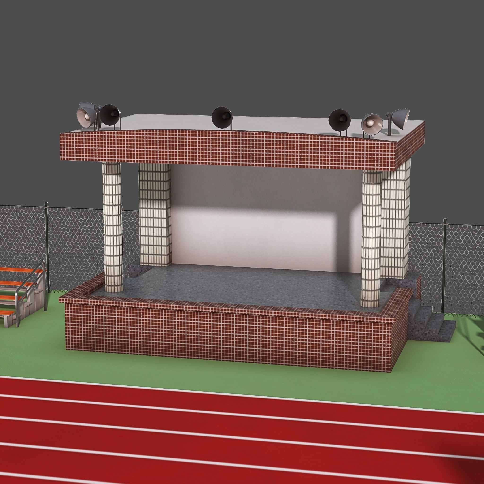 Playground with Basketball Court and Football Field Low-poly 3D model_8