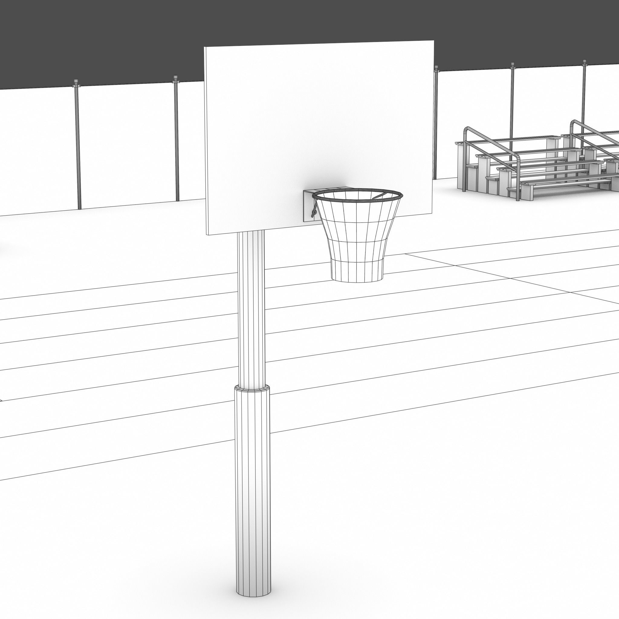 Playground with Basketball Court and Football Field Low-poly 3D model_20