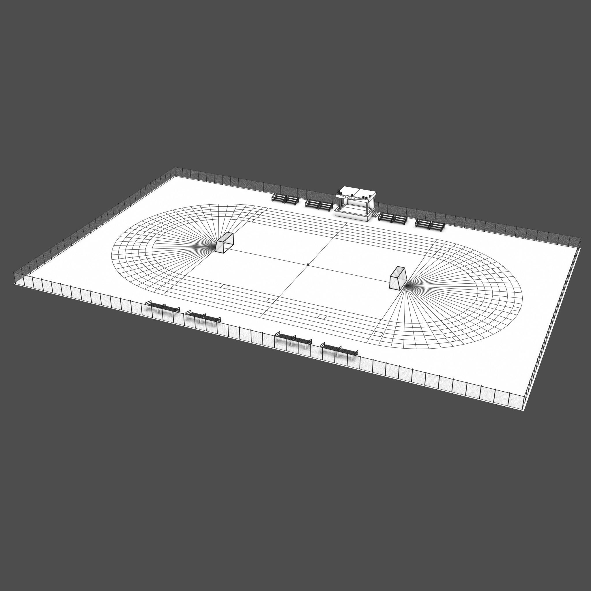 Playground with Basketball Court and Football Field Low-poly 3D model_17