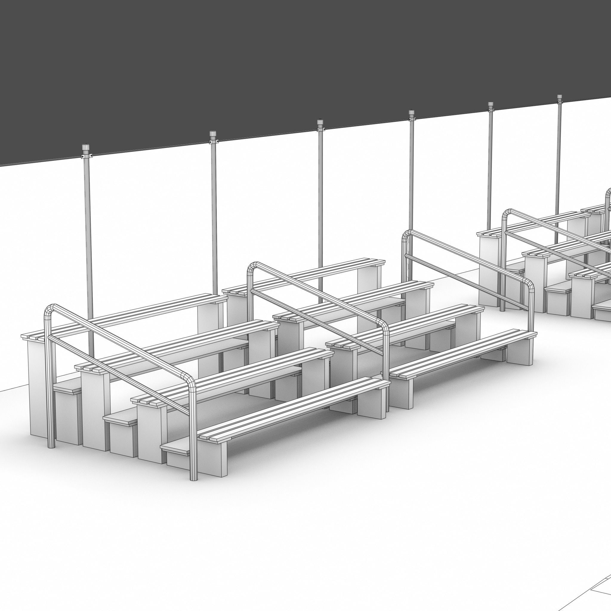 Playground with Basketball Court and Football Field Low-poly 3D model_19