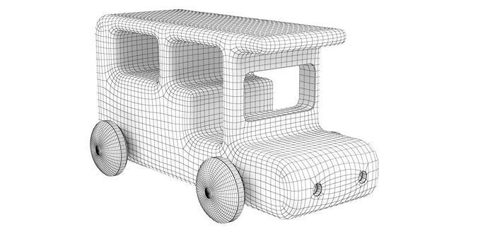 Wooden toy car 08 dirty 3D model 5