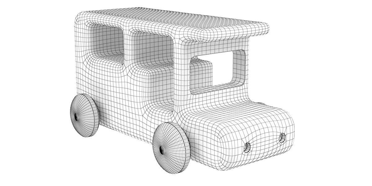 Wooden toy car 08 dirty 3D model_4
