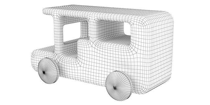 Wooden toy car 08 dirty 3D model 6