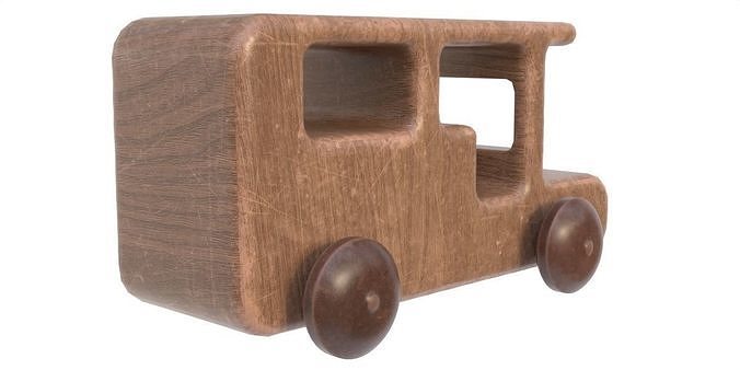 Wooden toy car 08 dirty 3D model 4