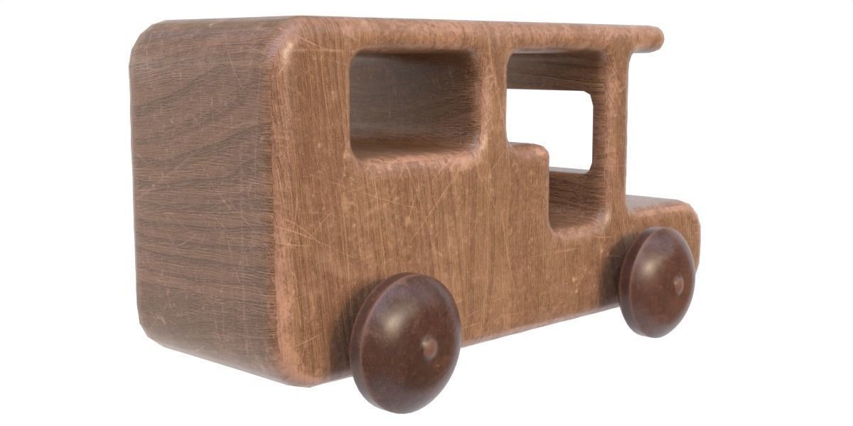 Wooden toy car 08 dirty 3D model_3