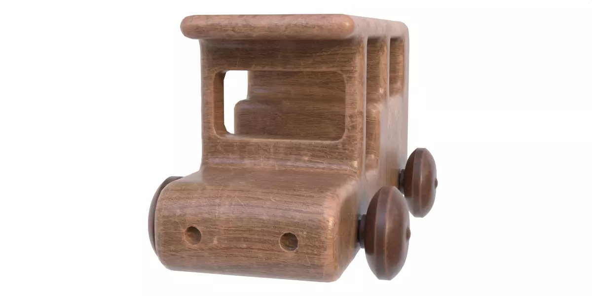 Wooden toy car 08 dirty 3D model_0