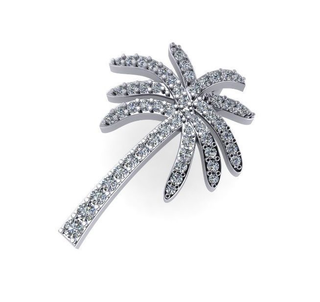  Palm Tree Pendant With Diamond 3D model 3D print model_1