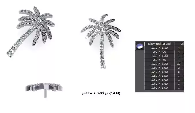  Palm Tree Pendant With Diamond 3D model 3D print model