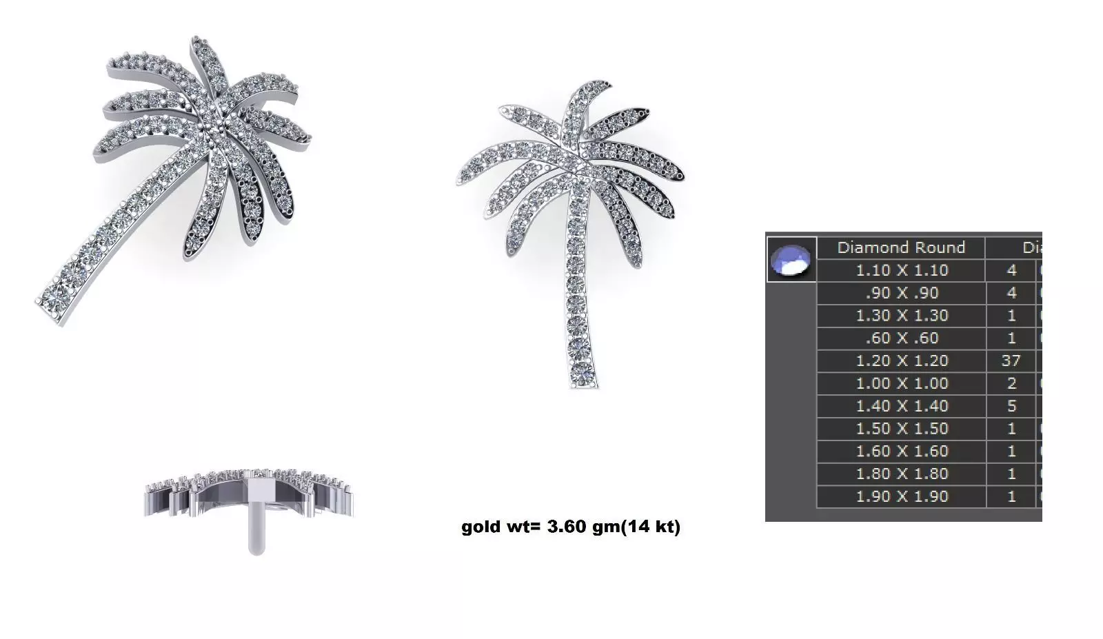  Palm Tree Pendant With Diamond 3D model 3D print model_0