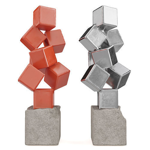 Cubes heap art Low-poly 3D model