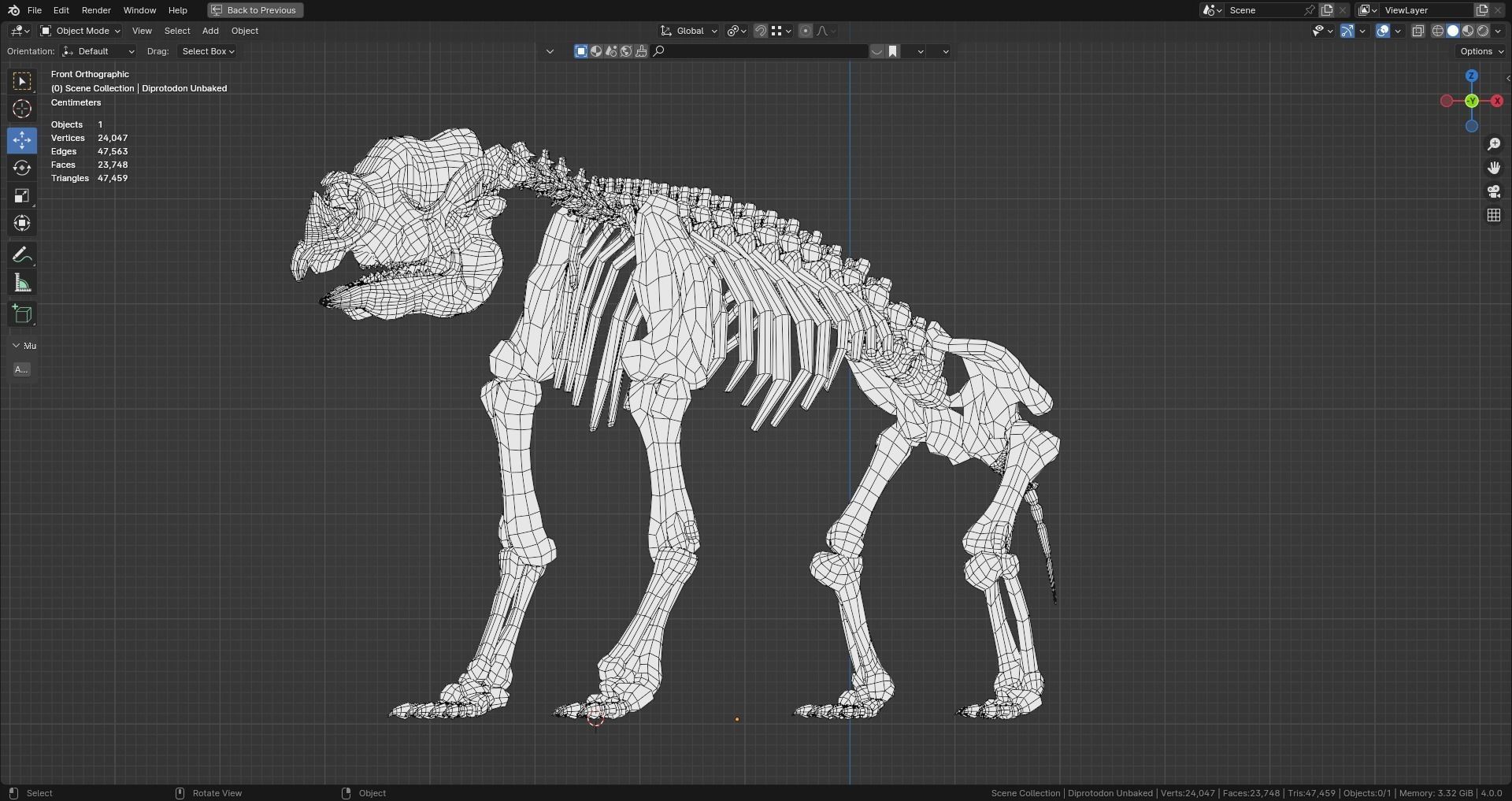 Relistic Mammals Fossil - Diprotodon Low-poly 3D model_12