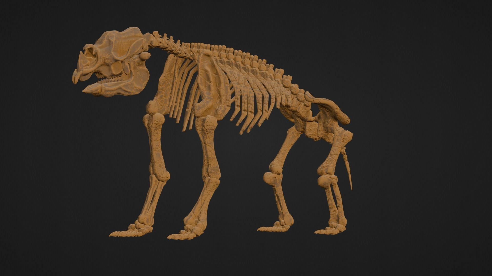 Relistic Mammals Fossil - Diprotodon Low-poly 3D model_7