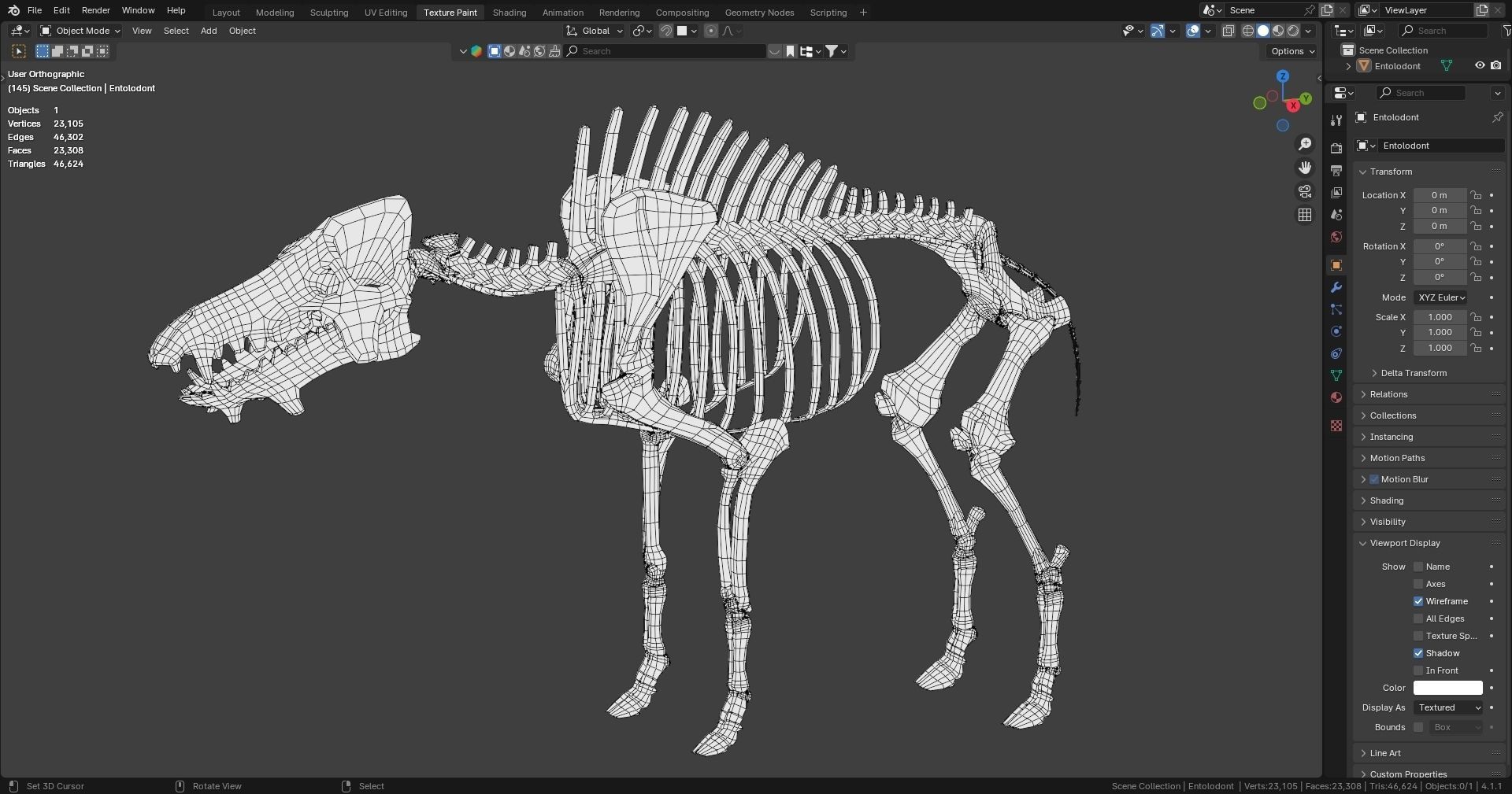 Realistic Mammals Fossil - Entelodont Low-poly 3D model_10
