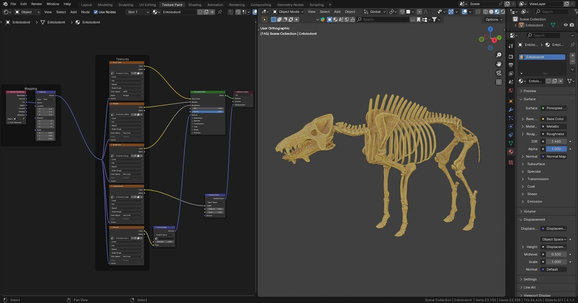 Realistic Mammals Fossil - Entelodont Low-poly 3D model_8