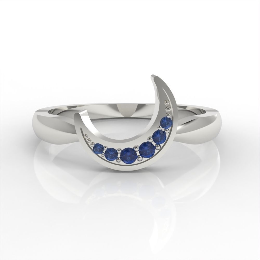 Moon and Stars diamond ring  3D print model_5