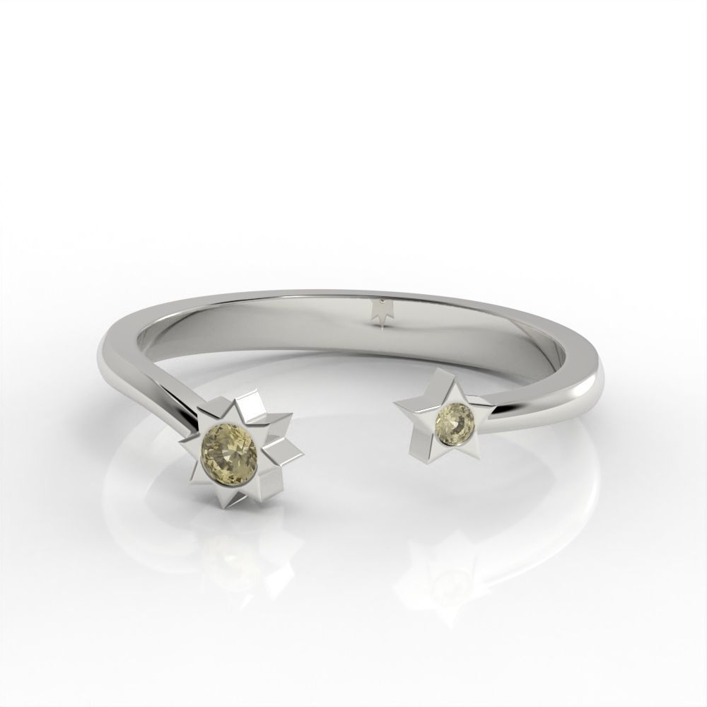 Moon and Stars diamond ring  3D print model_6