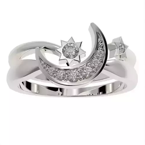 Moon and Stars diamond ring 