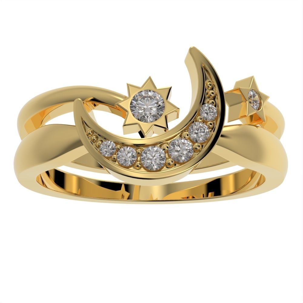 Moon and Stars diamond ring  3D print model_20
