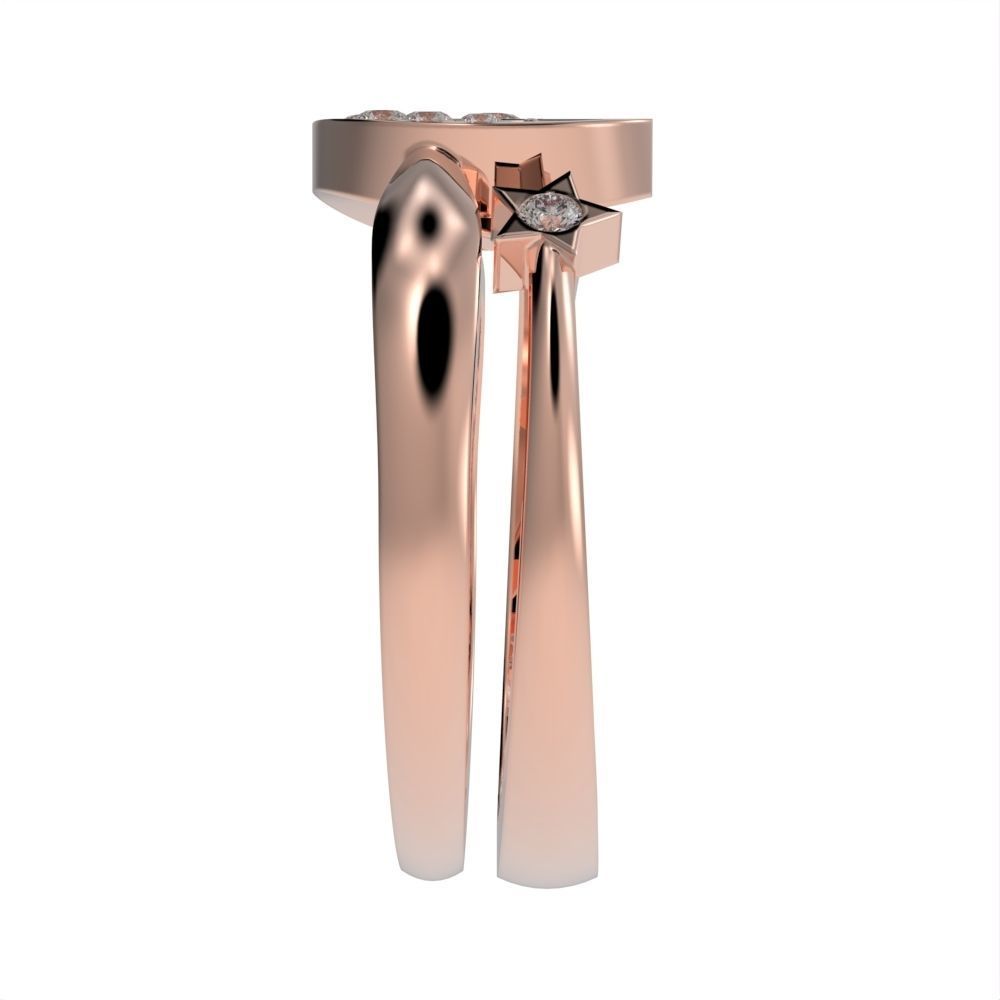 Moon and Stars diamond ring  3D print model_18