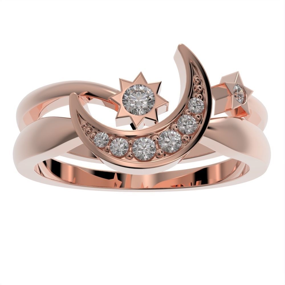 Moon and Stars diamond ring  3D print model_17