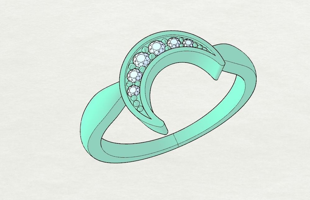 Moon and Stars diamond ring  3D print model_15