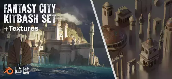 Fantasy City Kitbash Set 3D model