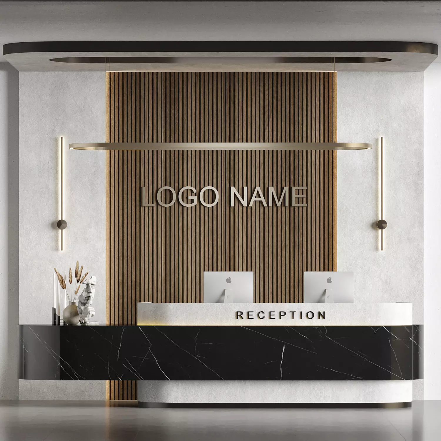 Modern Reception Desk Office Lobby Design 18 3D model