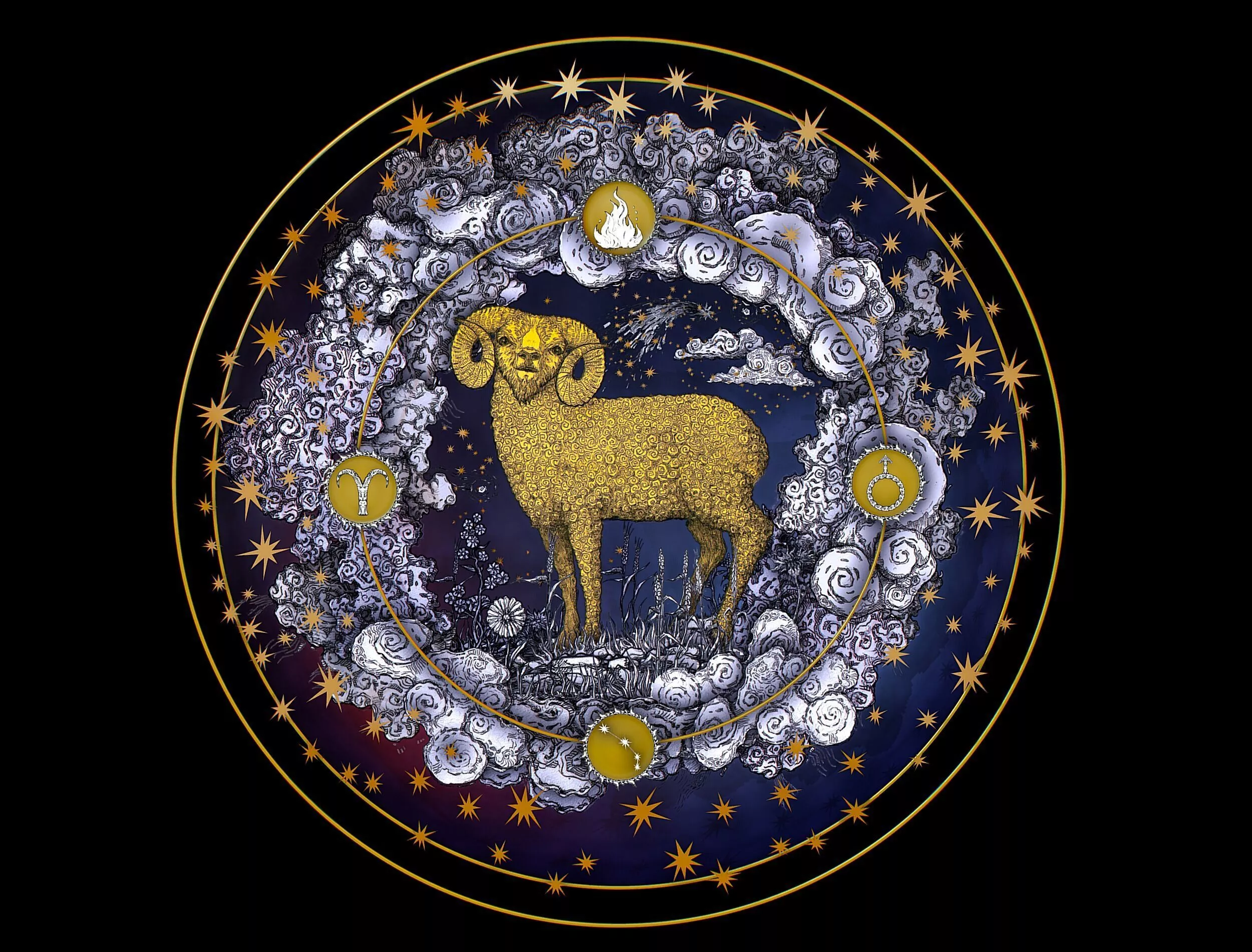 Cartoon Parallax Constellation Zodiac Sign Aries Astrology Low-poly 3D model