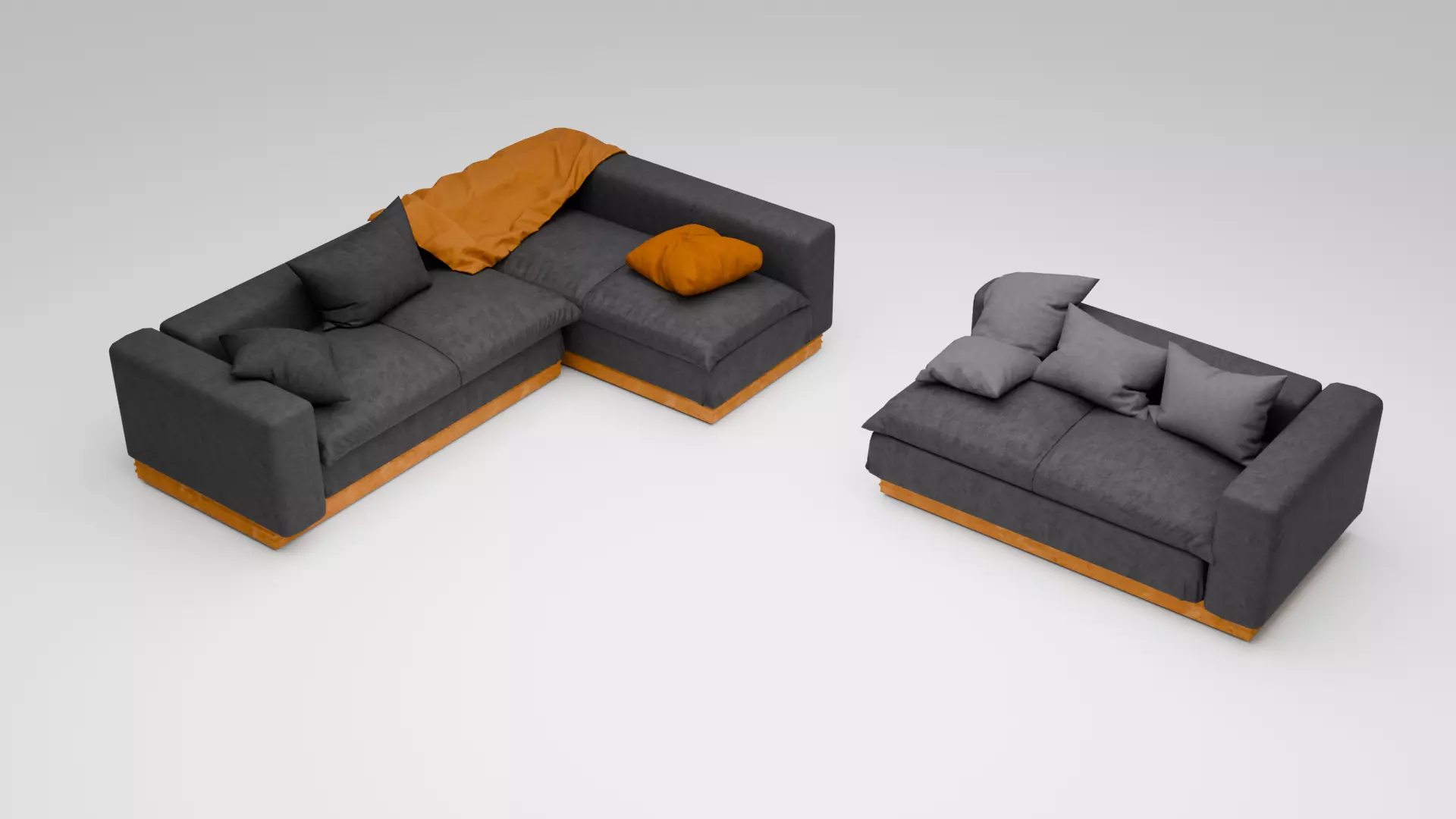 Modern L-Shaped Sofa - Low Poly 3D Model Low-poly 3D model_0
