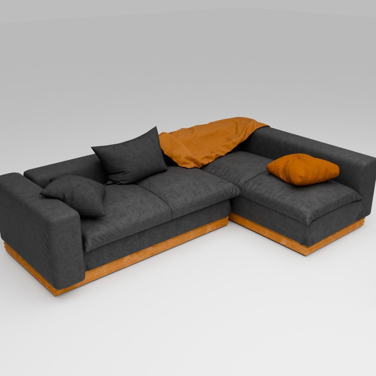 Modern L-Shaped Sofa - Low Poly 3D Model Low-poly 3D model_8