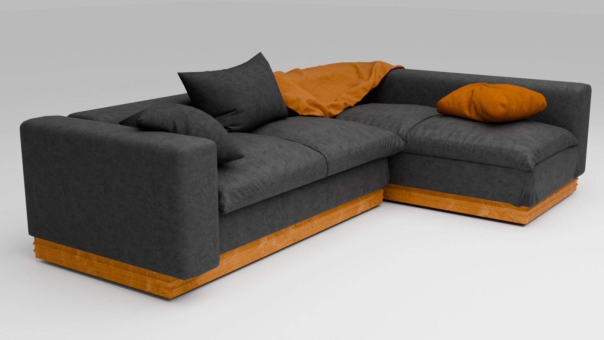 Modern L-Shaped Sofa - Low Poly 3D Model Low-poly 3D model_4