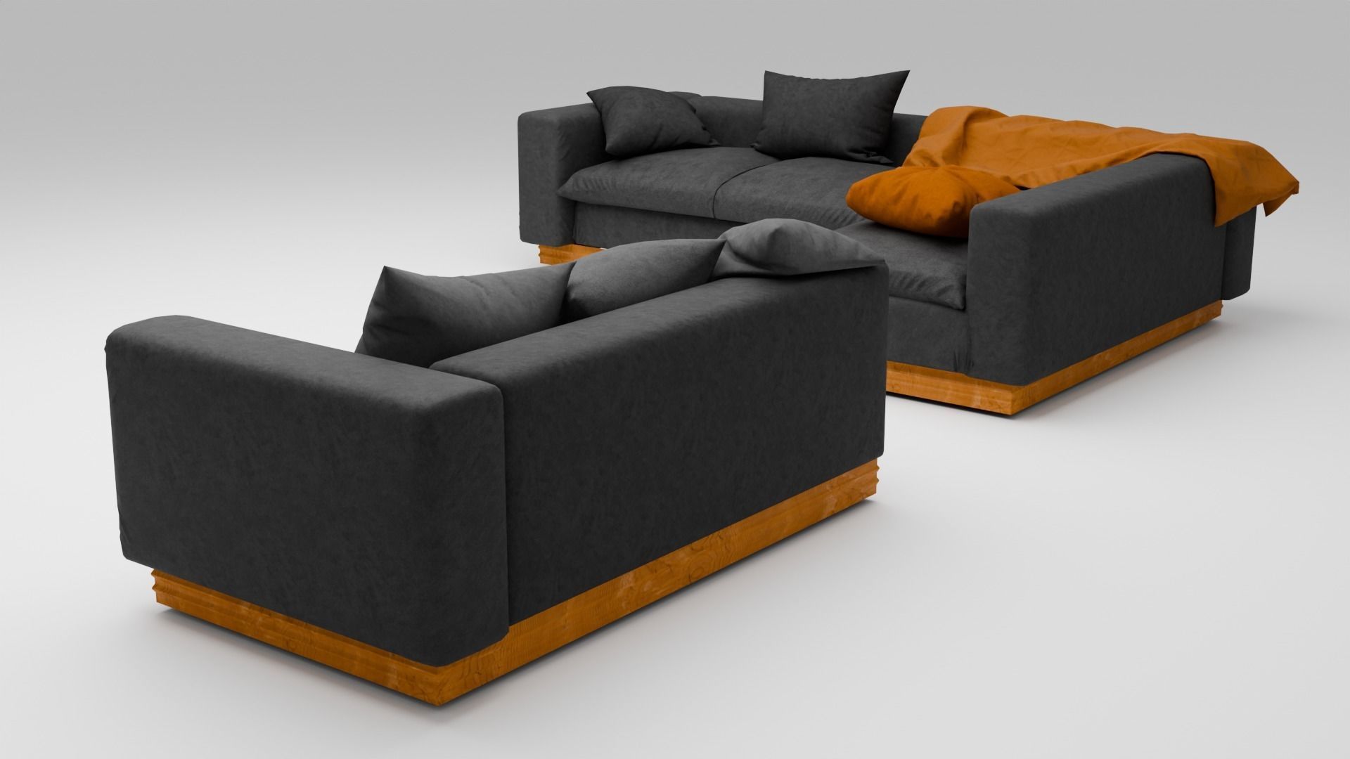 Modern L-Shaped Sofa - Low Poly 3D Model Low-poly 3D model_2