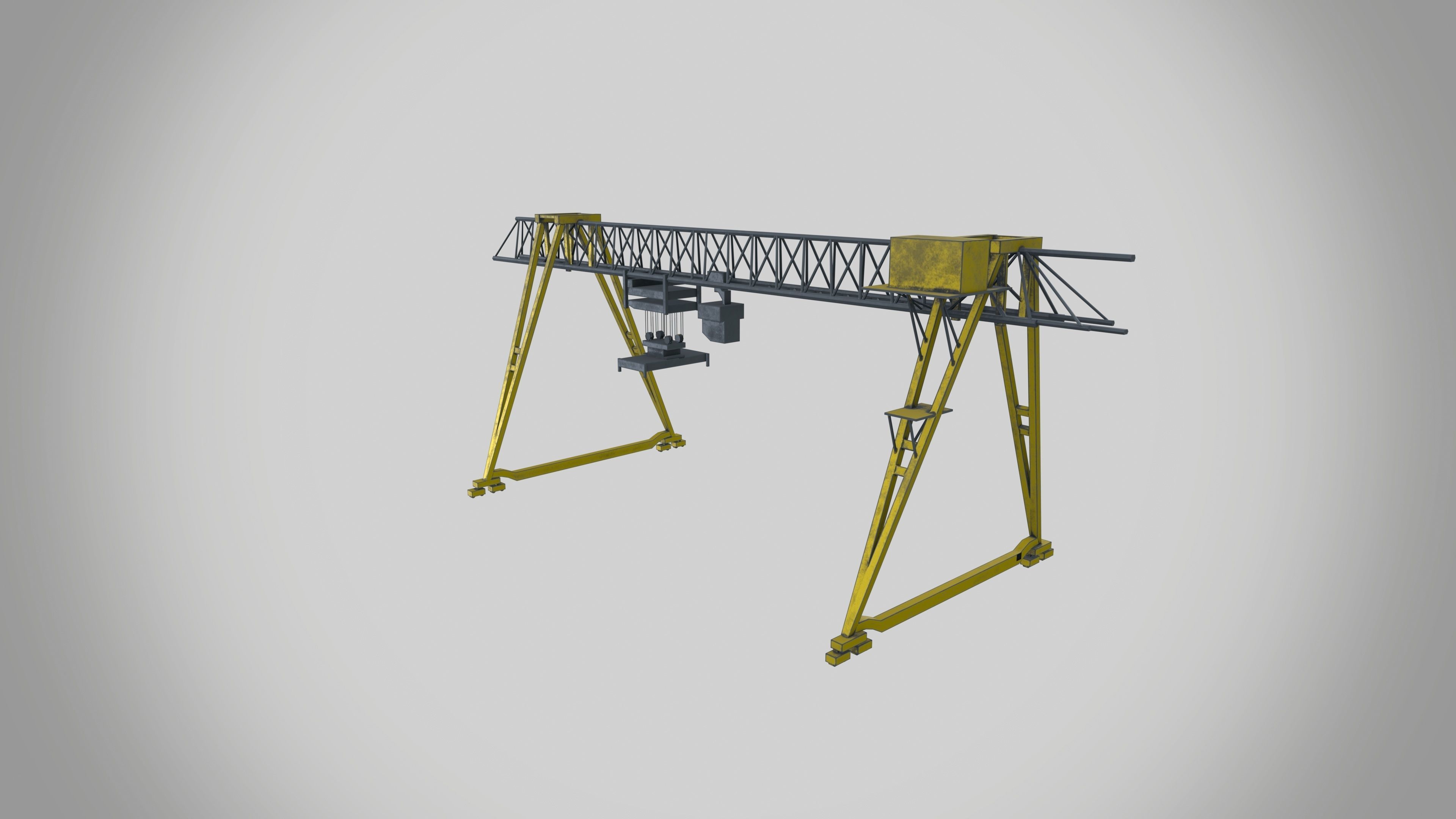 Gantry crane Low-poly 3D model_3