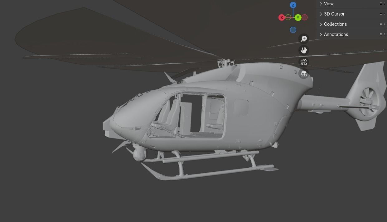 helicopter Low-poly 3D model_6