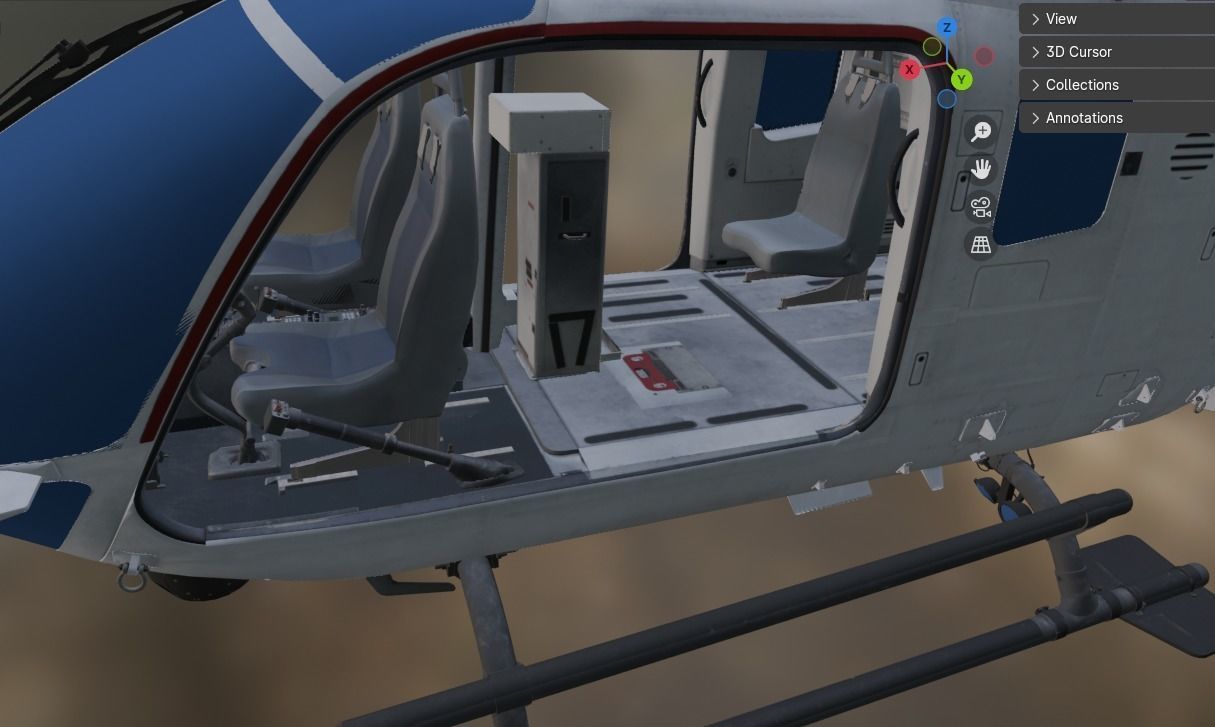 helicopter Low-poly 3D model_5