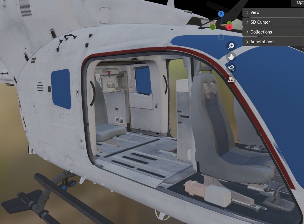 helicopter Low-poly 3D model_3