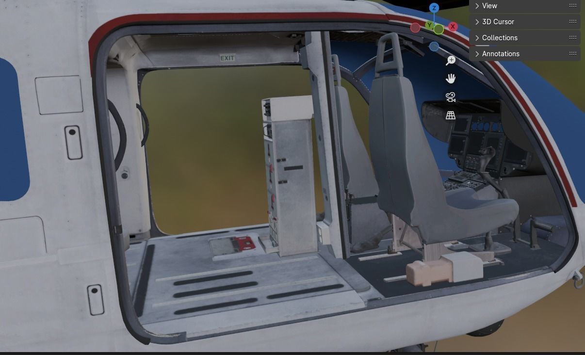 helicopter Low-poly 3D model_4