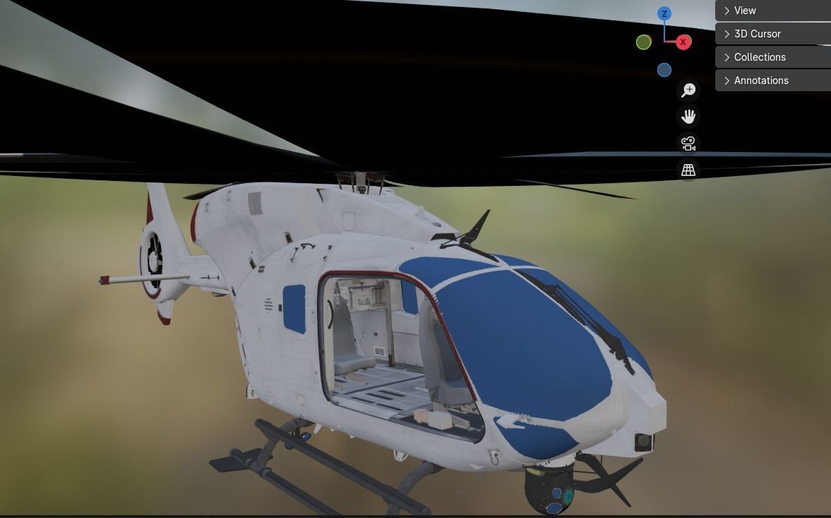 helicopter Low-poly 3D model_2