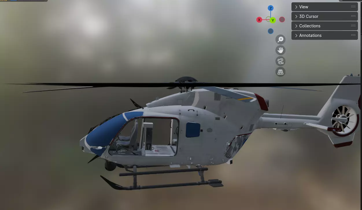 helicopter Low-poly 3D model_0