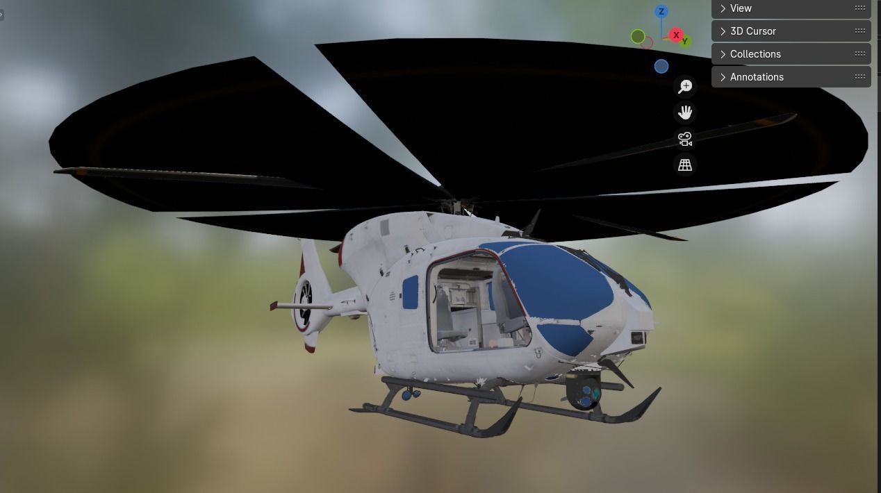 helicopter Low-poly 3D model_1