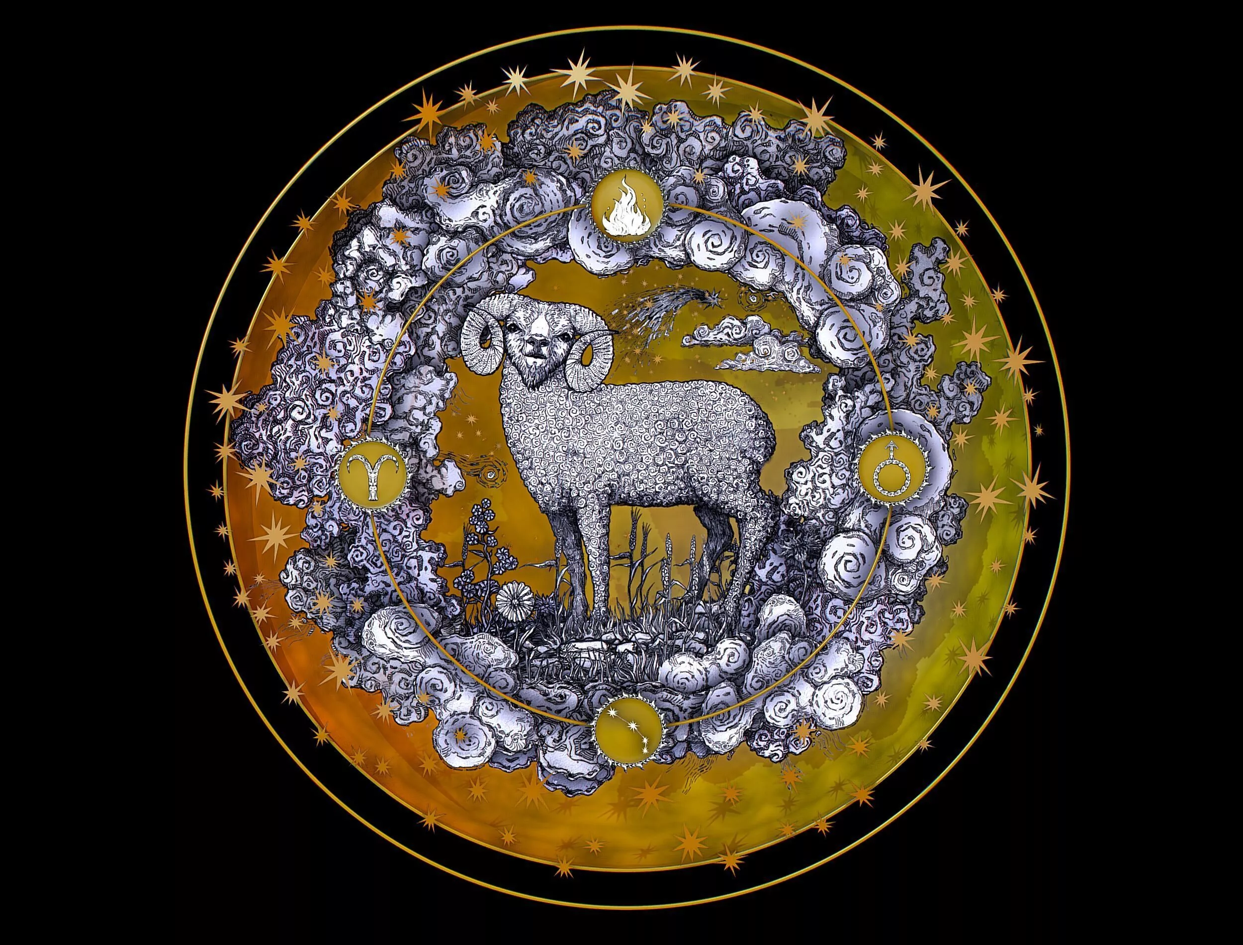 Cartoon Parallax Constellation Zodiac Sign Aries Astrology Low-poly 3D model