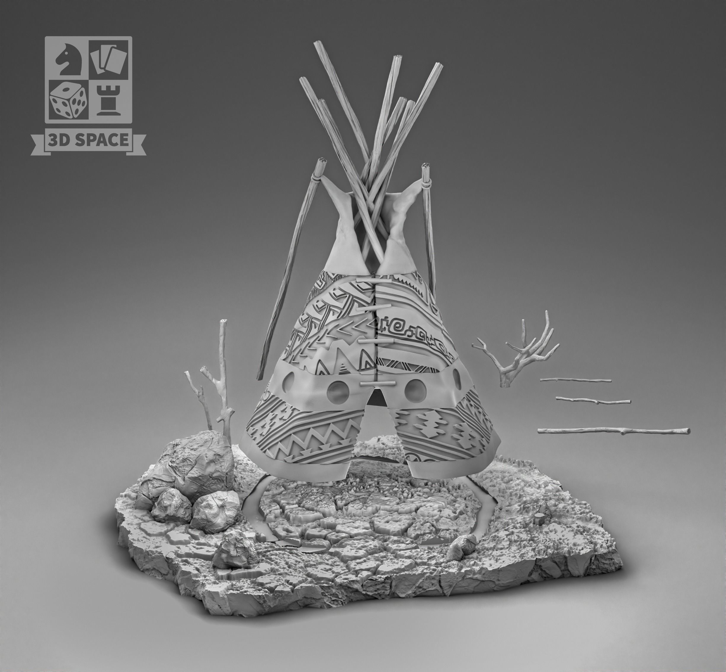 Wigwam in the rocks 3D print model_3